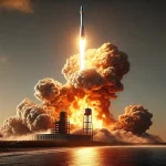 SpaceX Starship exploding mid-ascent during its seventh test flight at Boca Chica, Texas.