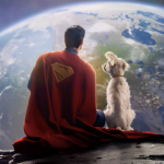 Superman flies over icy peaks in Legacy trailer; inset meme mocks “boot-gate” promo image.