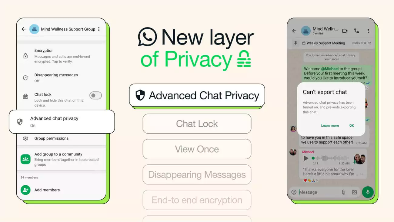 WhatsApp Advanced Chat Privacy Settings Interface Mobile Screen