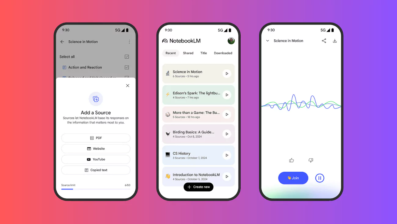 Google NotebookLM app for Android and iOS