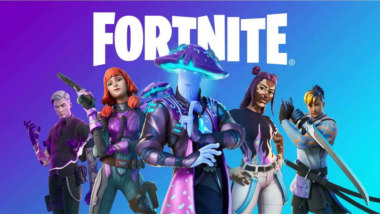 Graphic illustrating the Apple Fortnite EU store dispute, with Apple and Epic Games logos and EU DMA symbols.